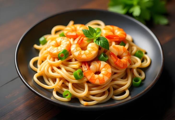 Delicious Rice Noodles with Shrimp and Veggies